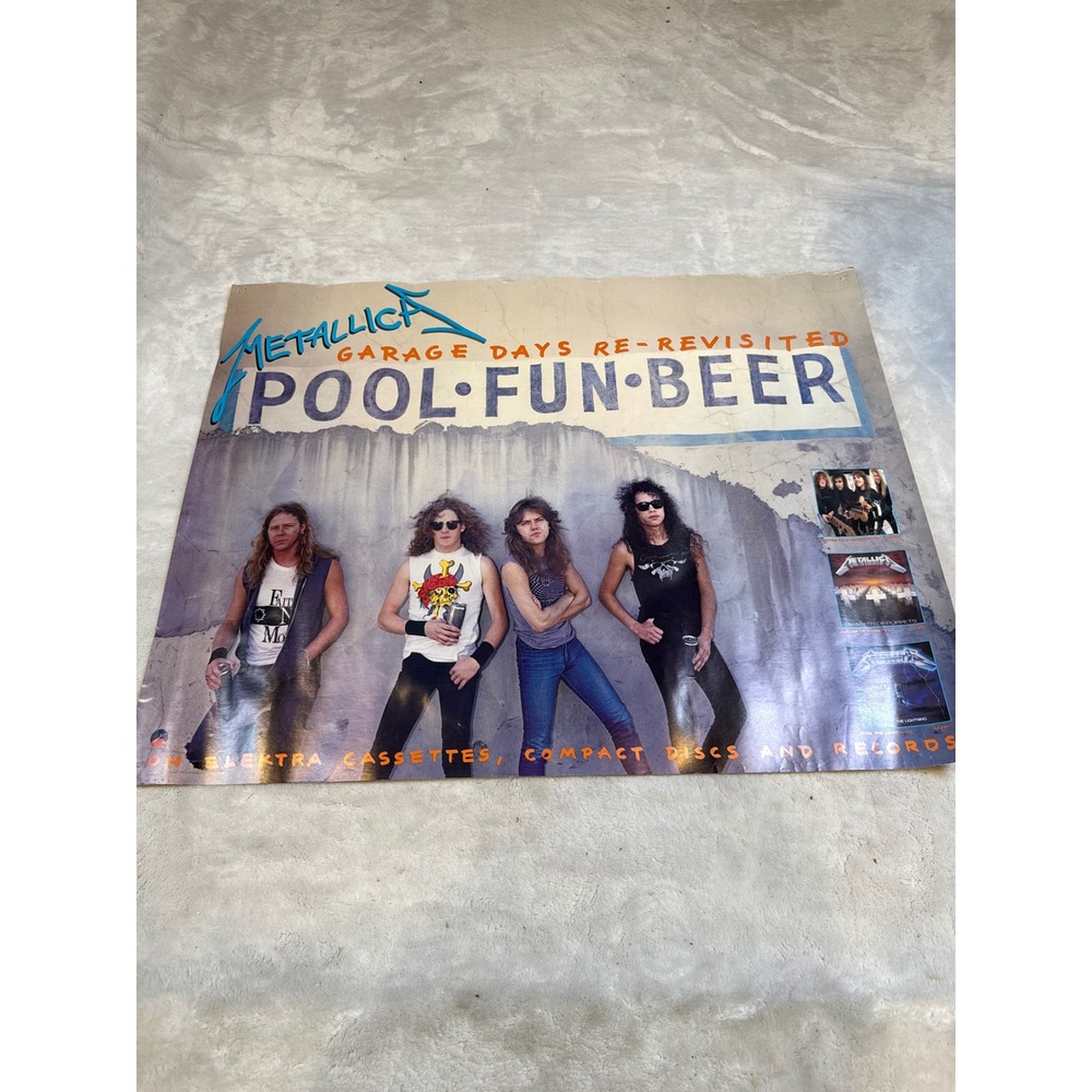 Vintage 1987 Metallica Garage Days Re-Revisited Pool Fun Beer Promo Poster 21x26